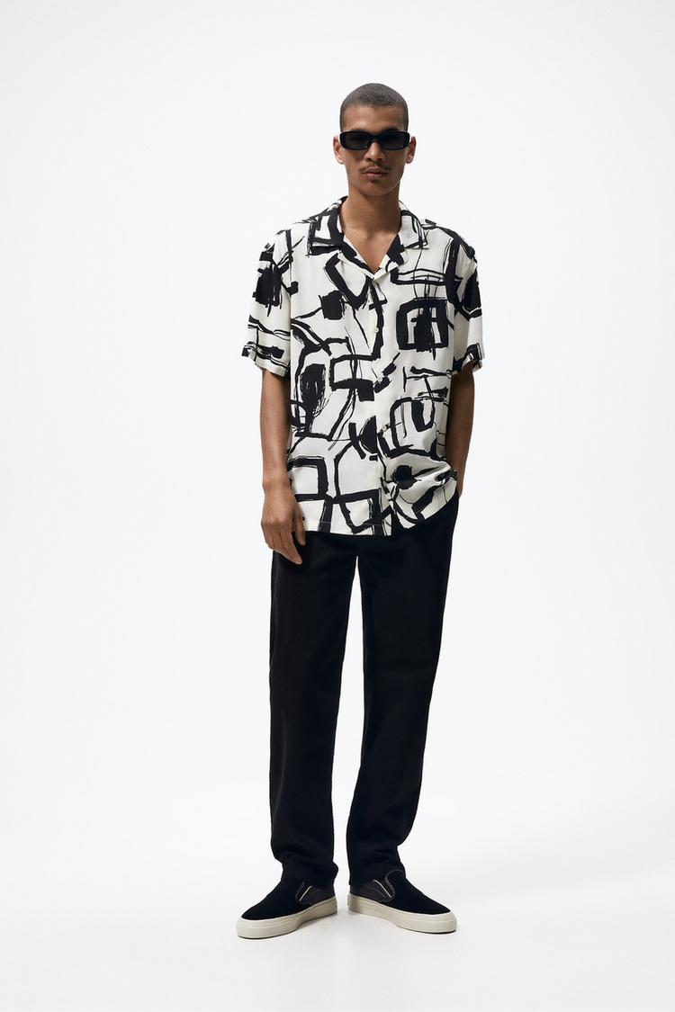 ABSTRACT PRINT SHIRT - Black | ZARA Canada